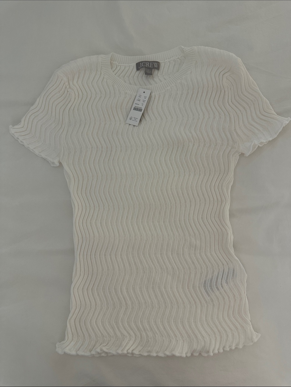 J. Crew Cream Short-Sleeve Wave Knit Tee